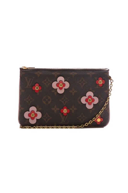 Blooming Flowers Double Zip Pochette Bag