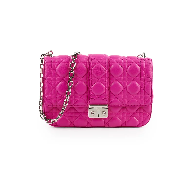 Christian Dior Lambskin Cannage Fuchsia Shoulder Bag