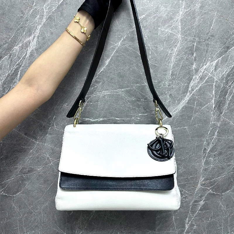 Be Double Flap White Shoulder Bag