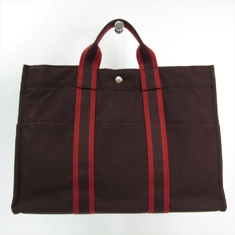 Hermes Bordeaux Canvas Herline MM Tote (SHA10604)