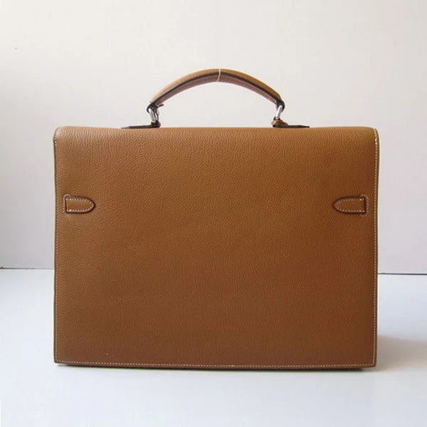 Hermes Briefcases H269 Briefcase Cow Leather Coffee Bag