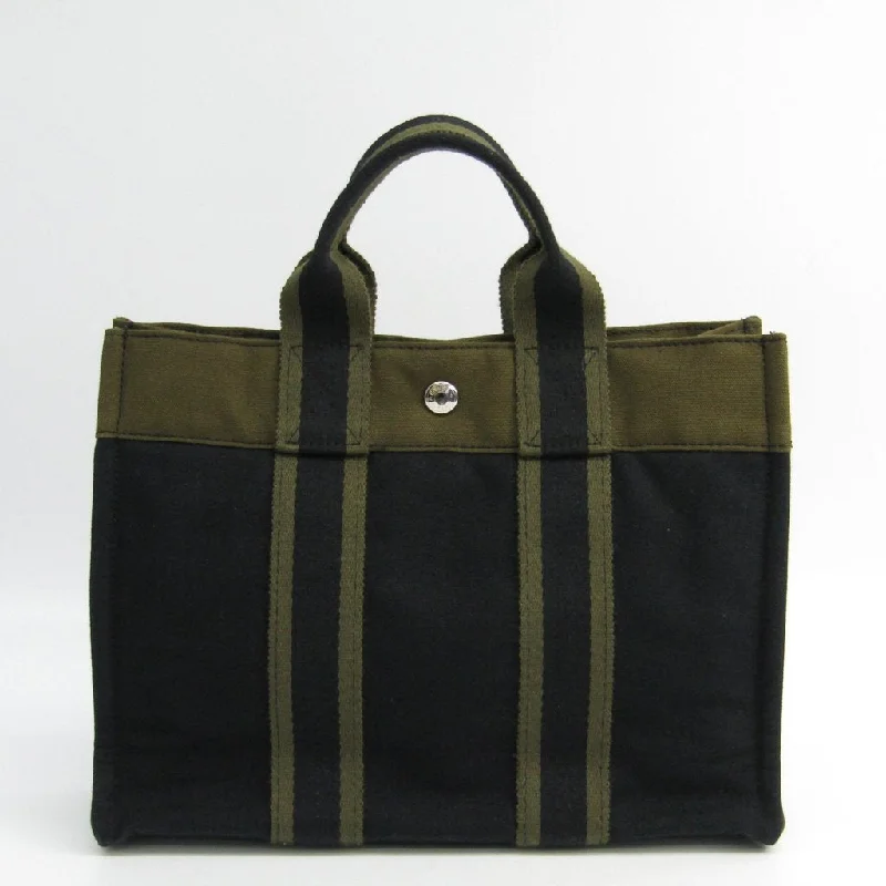 Hermes Black Khaki Canvas Fourre Tout PM Tote (SHA11219)