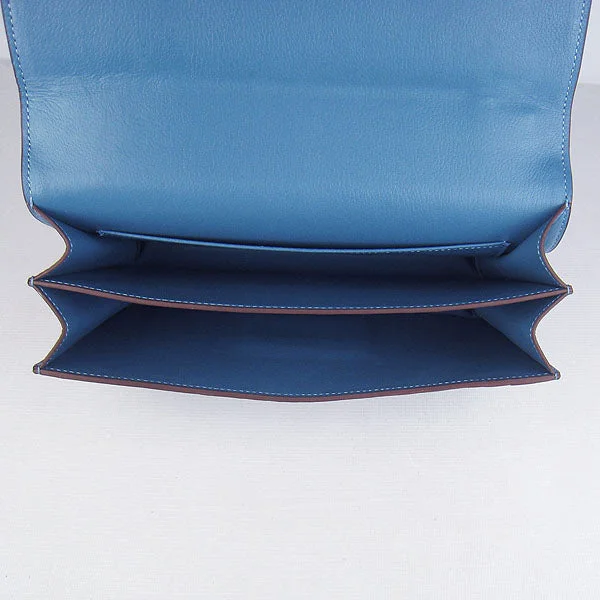 Hermes calf Leather Message Bag H020 blue silver