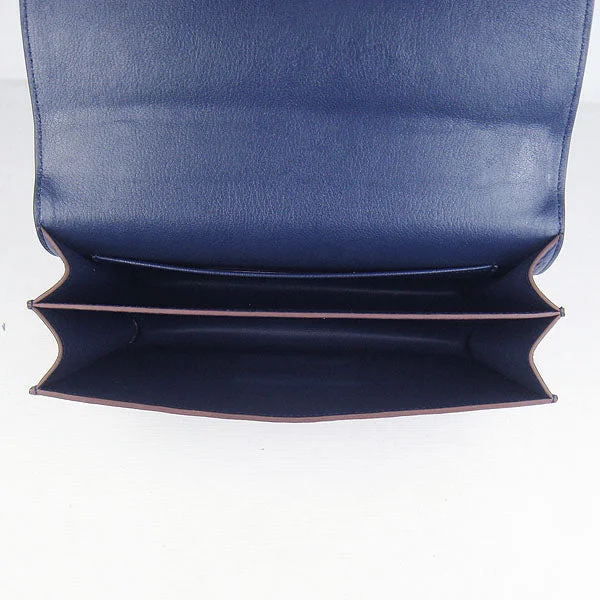 Hermes calf Leather Message Bag H020 dark blue silver