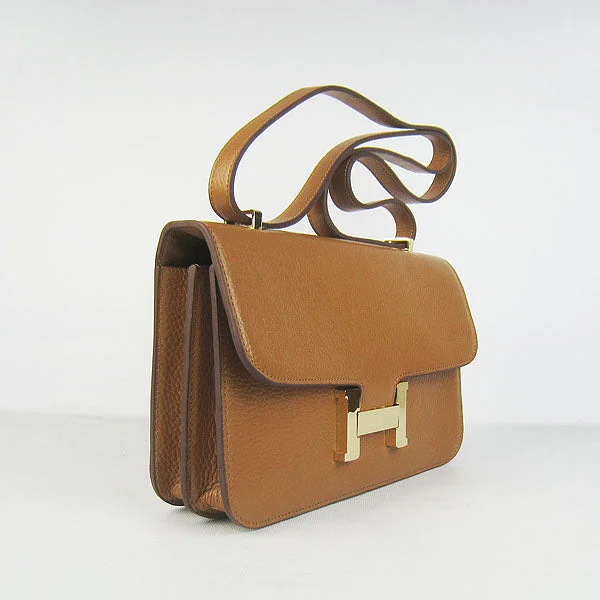 Hermes calf Leather Message Bag H020 light coffee golden