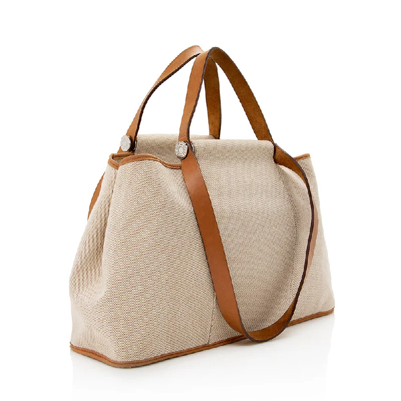 Hermes Canvas Calfskin Cabag Elan Tote - FINAL SALE (SHF-16359)