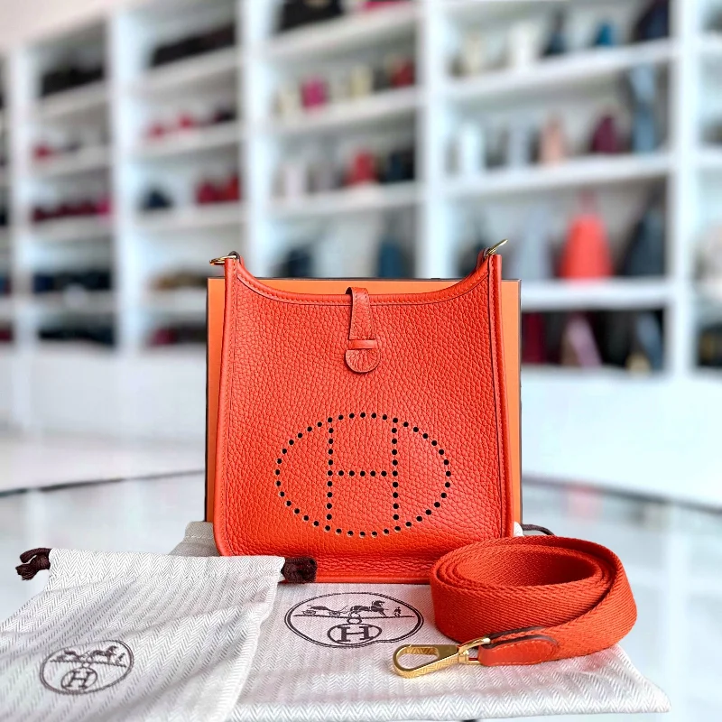 Hermes Mini Evelyn 16 Taurillon Clemence Stamp U Orange GHW