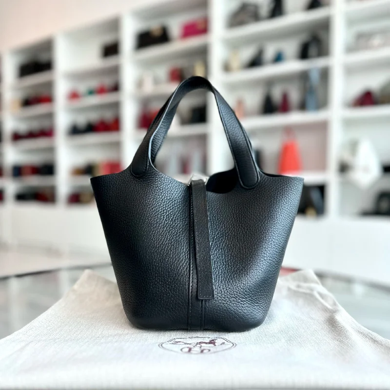 Hermes Picotin 18 Square H Clemence Black SHW