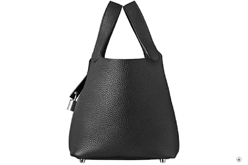 Hermes Picotin Lock PM  Black / CK89 Taurillon Clemence 22 Tote Bag Phw