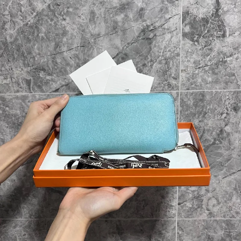 Hermes Wallet Epsom Leather Babe Blue