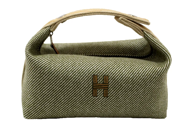 Hermes Wool Small Bride-A-Brac H Natte Pouch Vert Foret