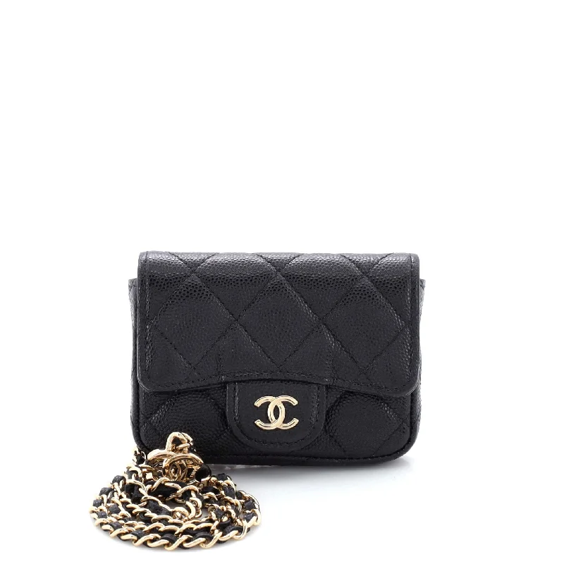 Classic Flap Chain Belt Bag Quilted Caviar Mini