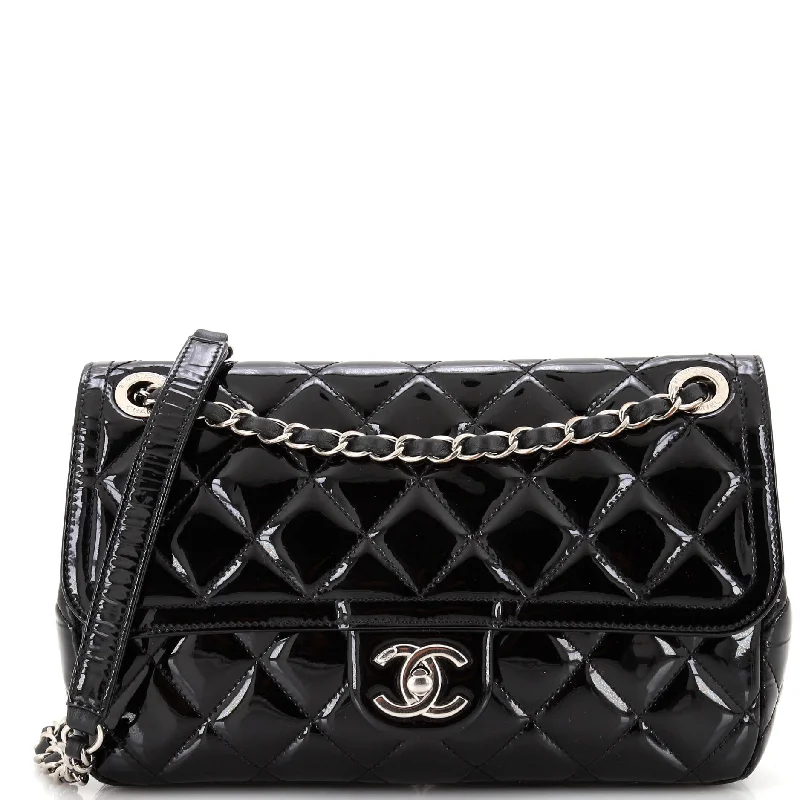 Coco Shine Flap Bag Quilted Patent Medium