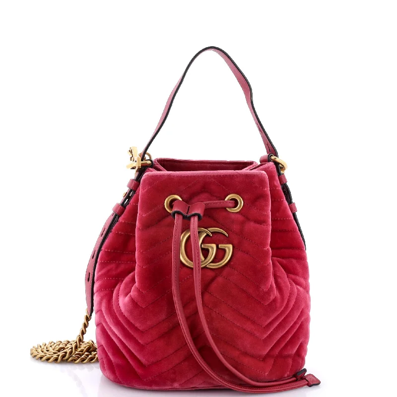 GG Marmont Bucket Bag Matelasse Velvet Small