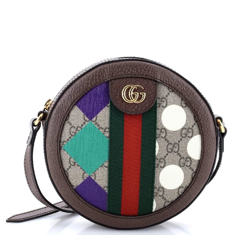 Ophidia Round Shoulder Bag Printed GG Coated Canvas Mini