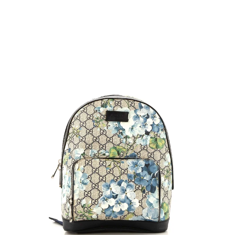 Zip Pocket Backpack Blooms Print GG Coated Canvas Small