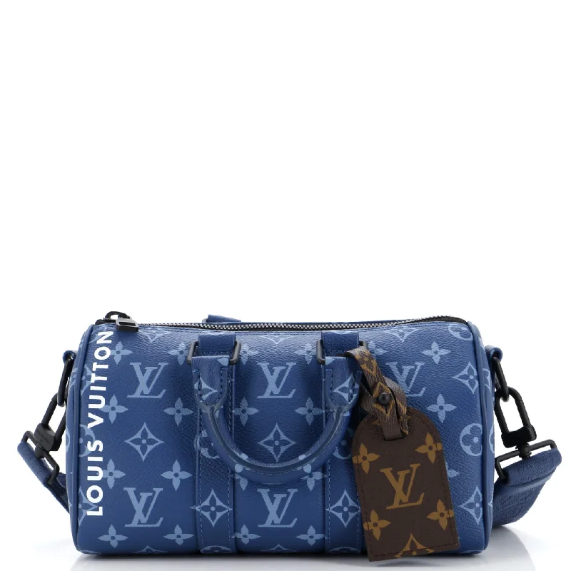 Keepall Bandouliere Bag Atlantic Blue Monogram Canvas 25