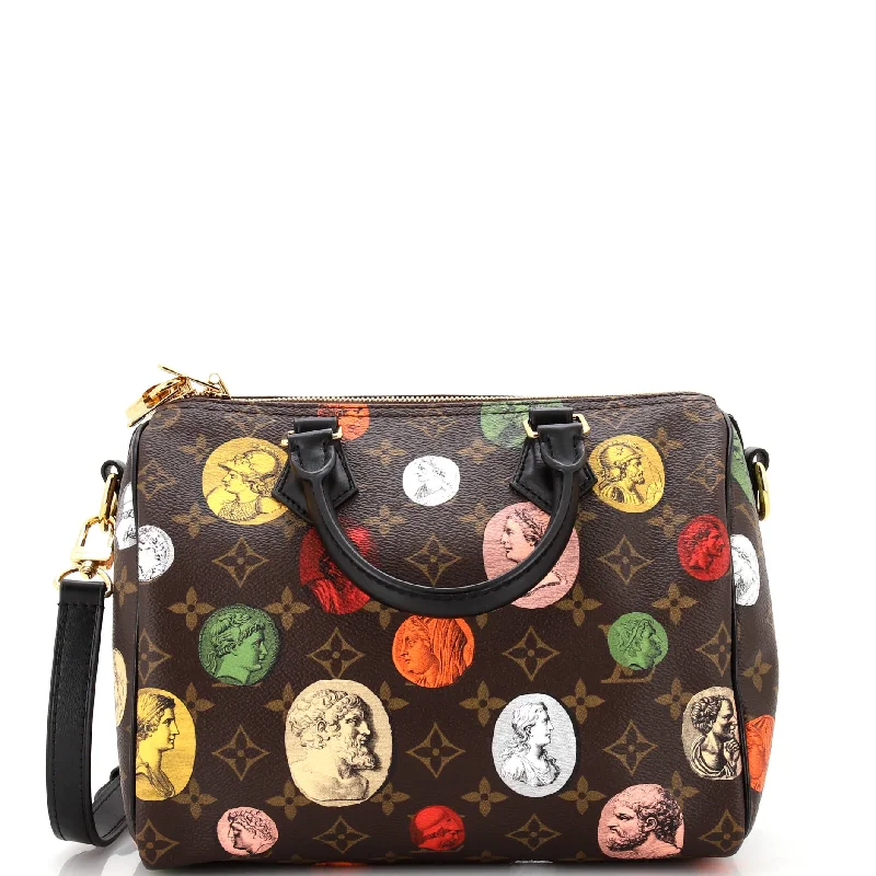 Speedy Bandouliere Bag Limited Edition Fornasetti Cameo Monogram Canvas 25