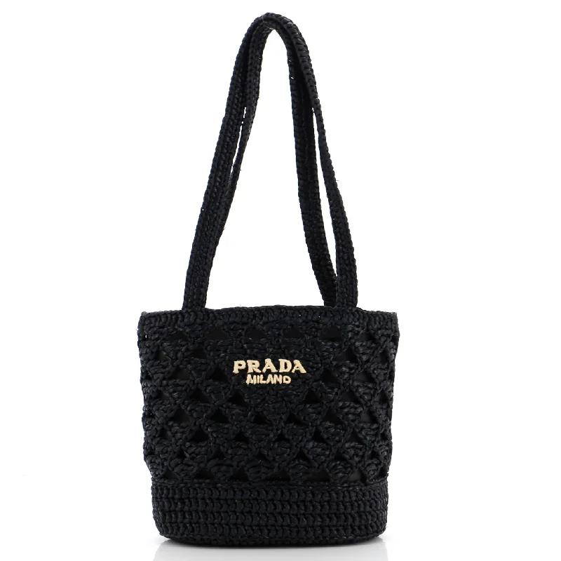 Triangle Logo Tote Raffia Crochet Mini